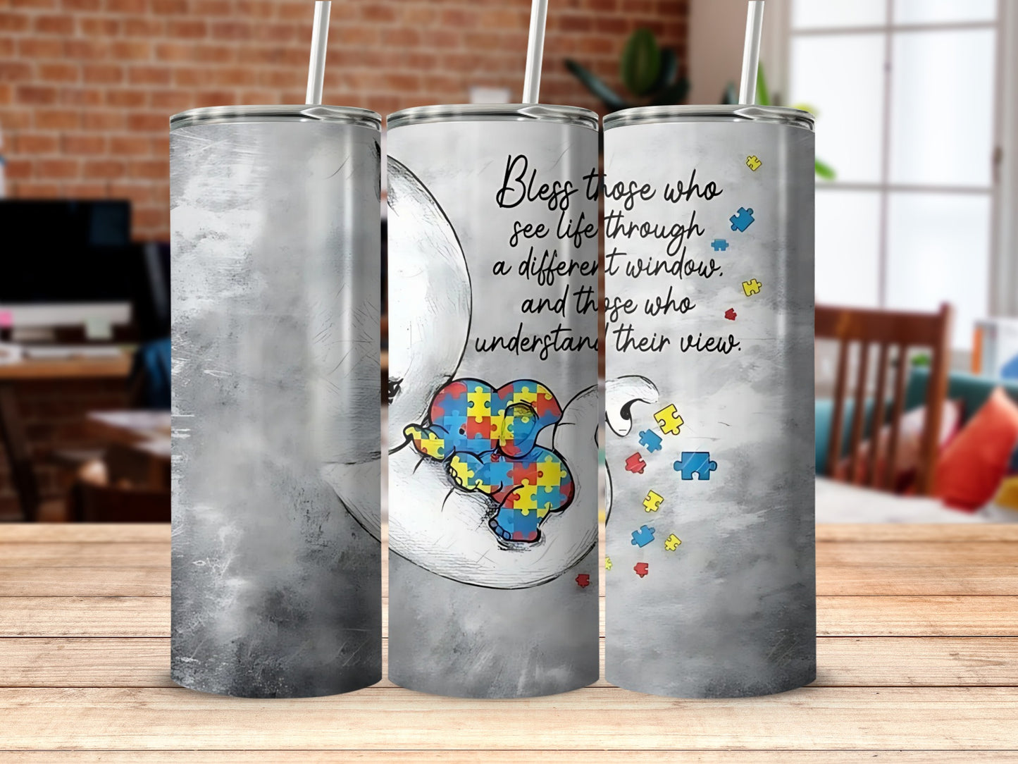 Inspirational Elephant Art with Puzzle Pieces Design