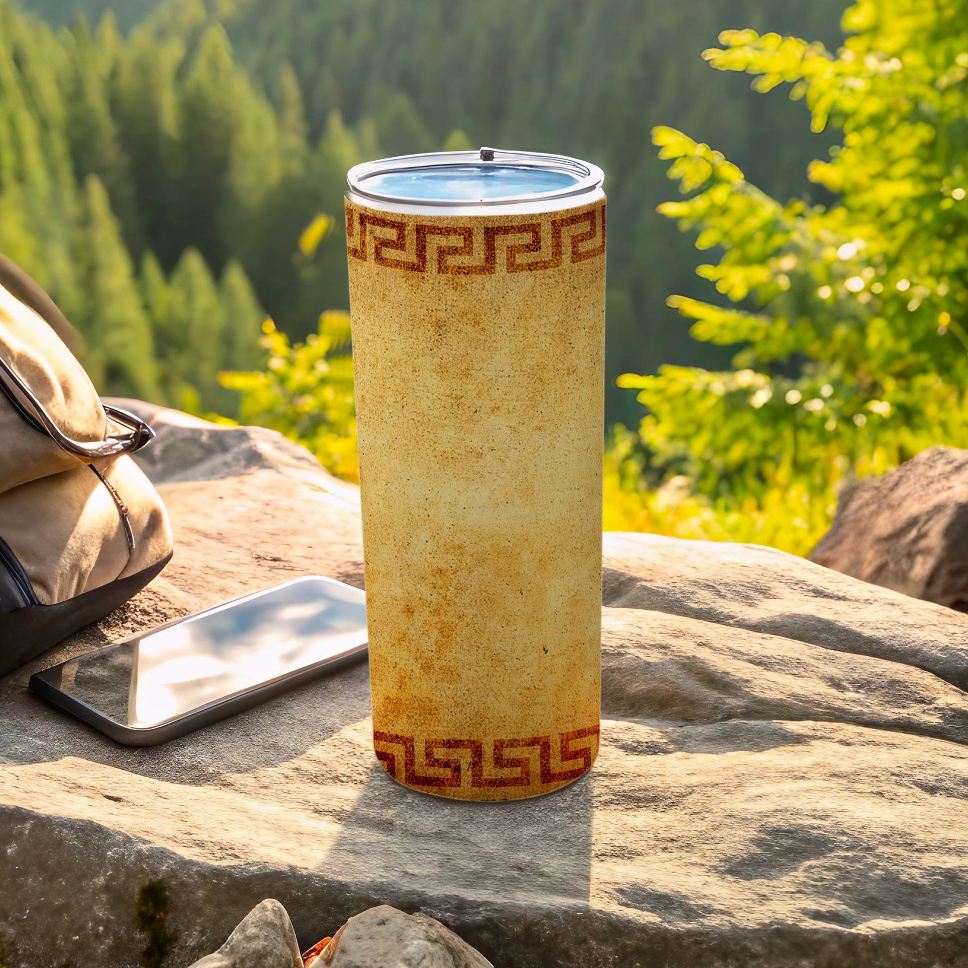 Beige Textured Greek Key Pattern Insulated Tumbler product type