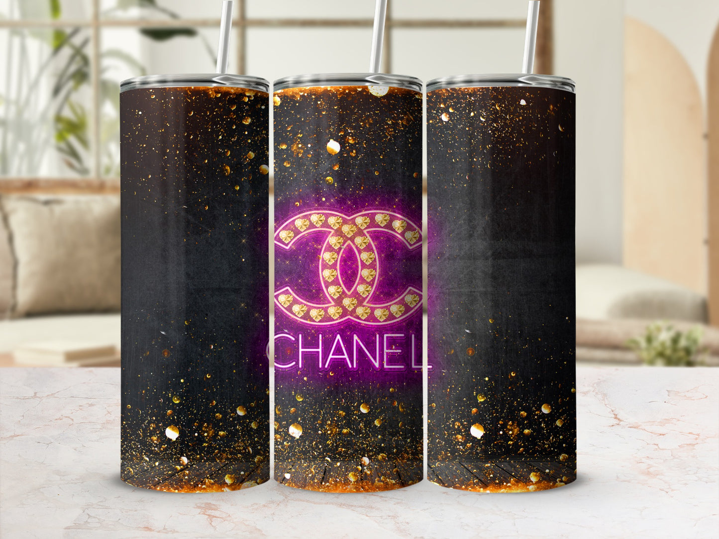 Glamorous Chanel Black Themed Tumbler Product