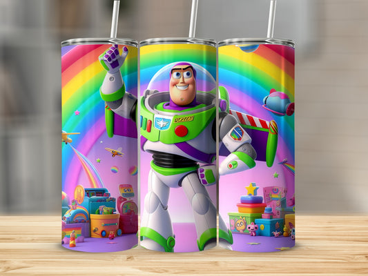 Buzz Lightyear Rainbow Theme Colorful Drink Tumbler