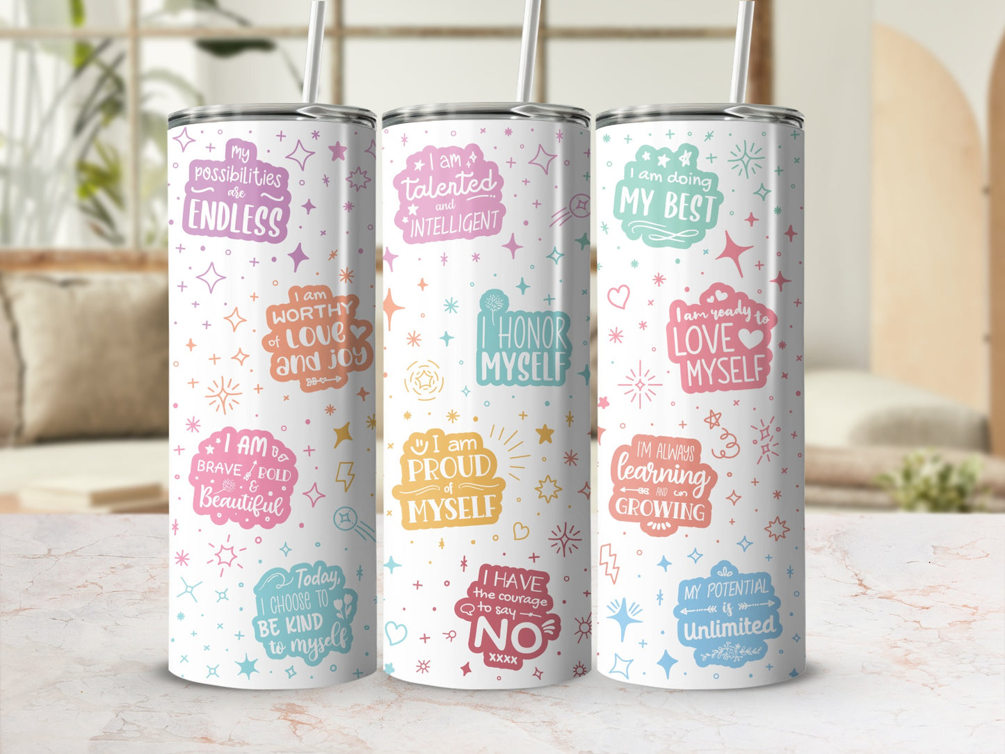 Motivational Quotes Travel Tumbler Set for Positivity