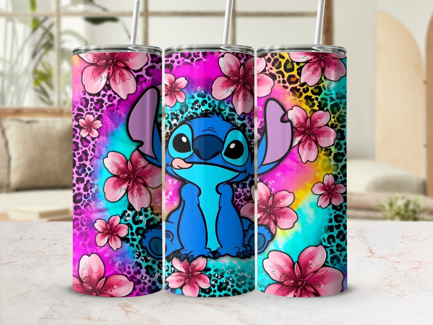 Vibrant Floral and Character Design Tumbler Cup