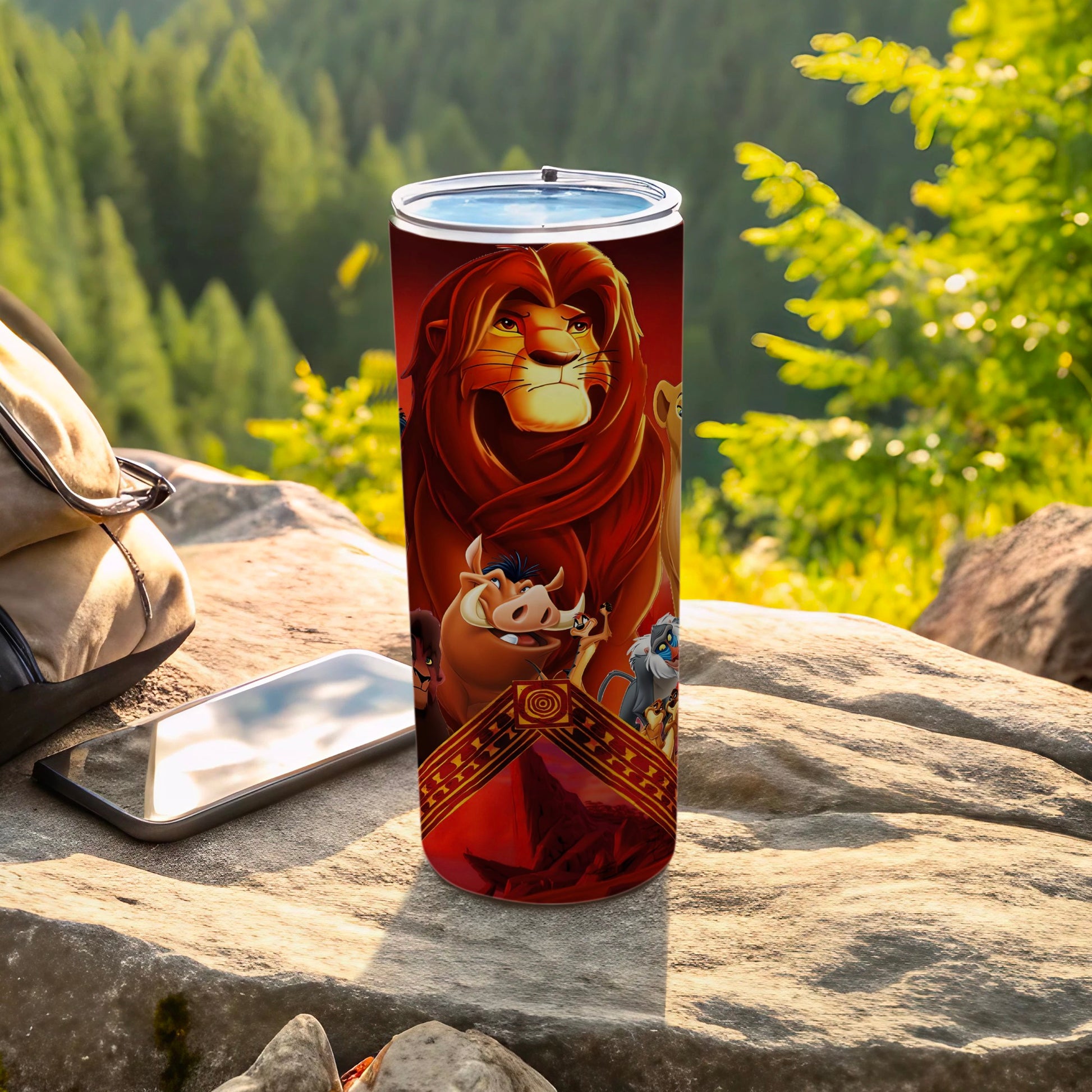 Vibrant Lion King Inspired Tumbler for Outdoor Adventures