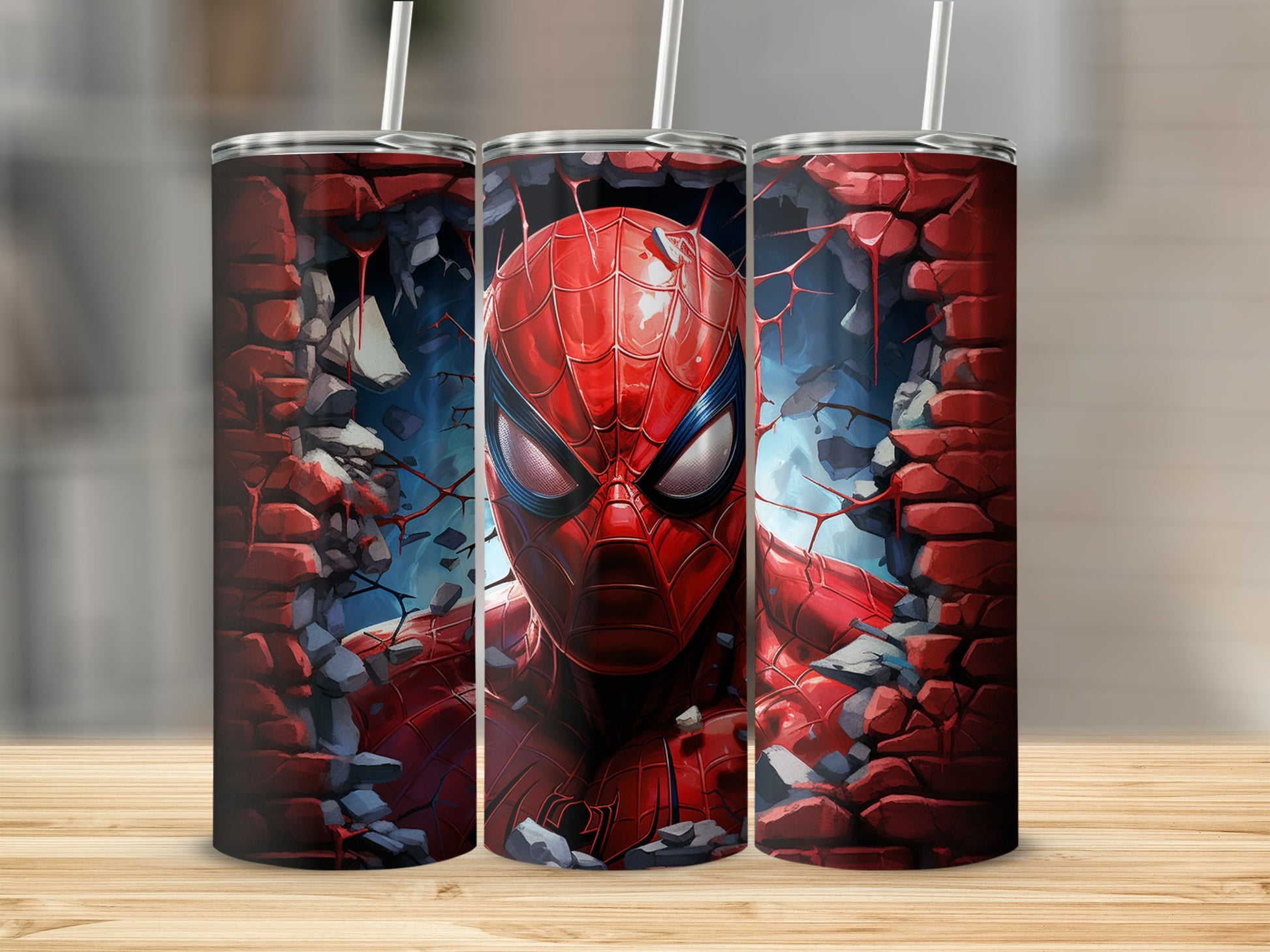 Marvel Spiderman Design Tumbler with Straw Flask