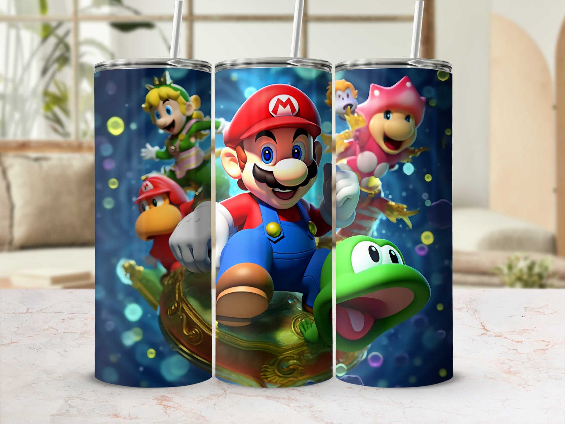 Colorful Mario Adventure Tumbler for Gaming Fans