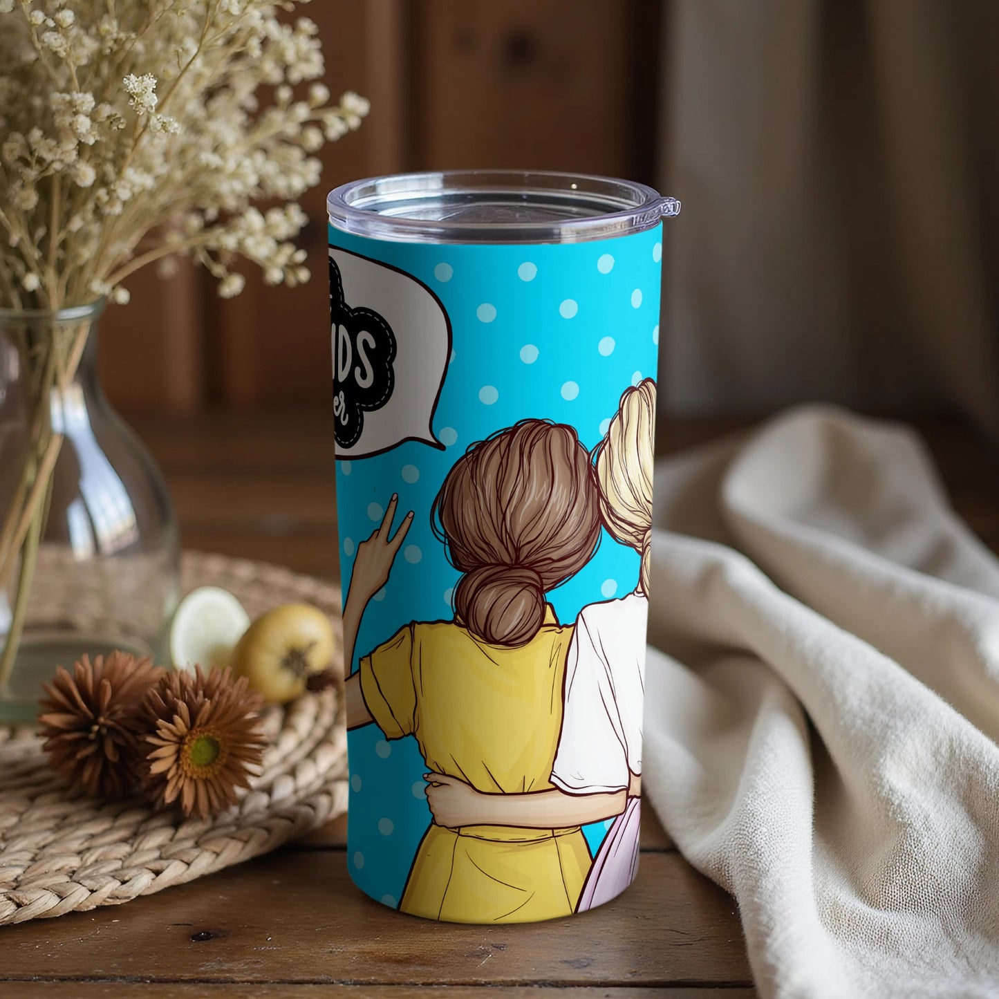 Best Friends Forever Graphic Print Drink Tumbler