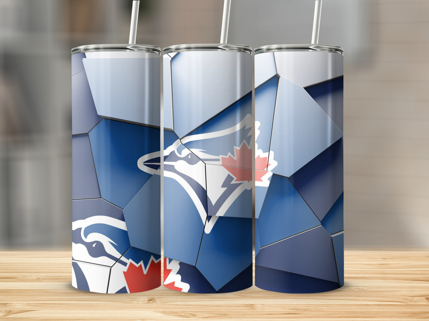 Toronto Blue Jays Logo Mosaic Abstract Design Tumblers