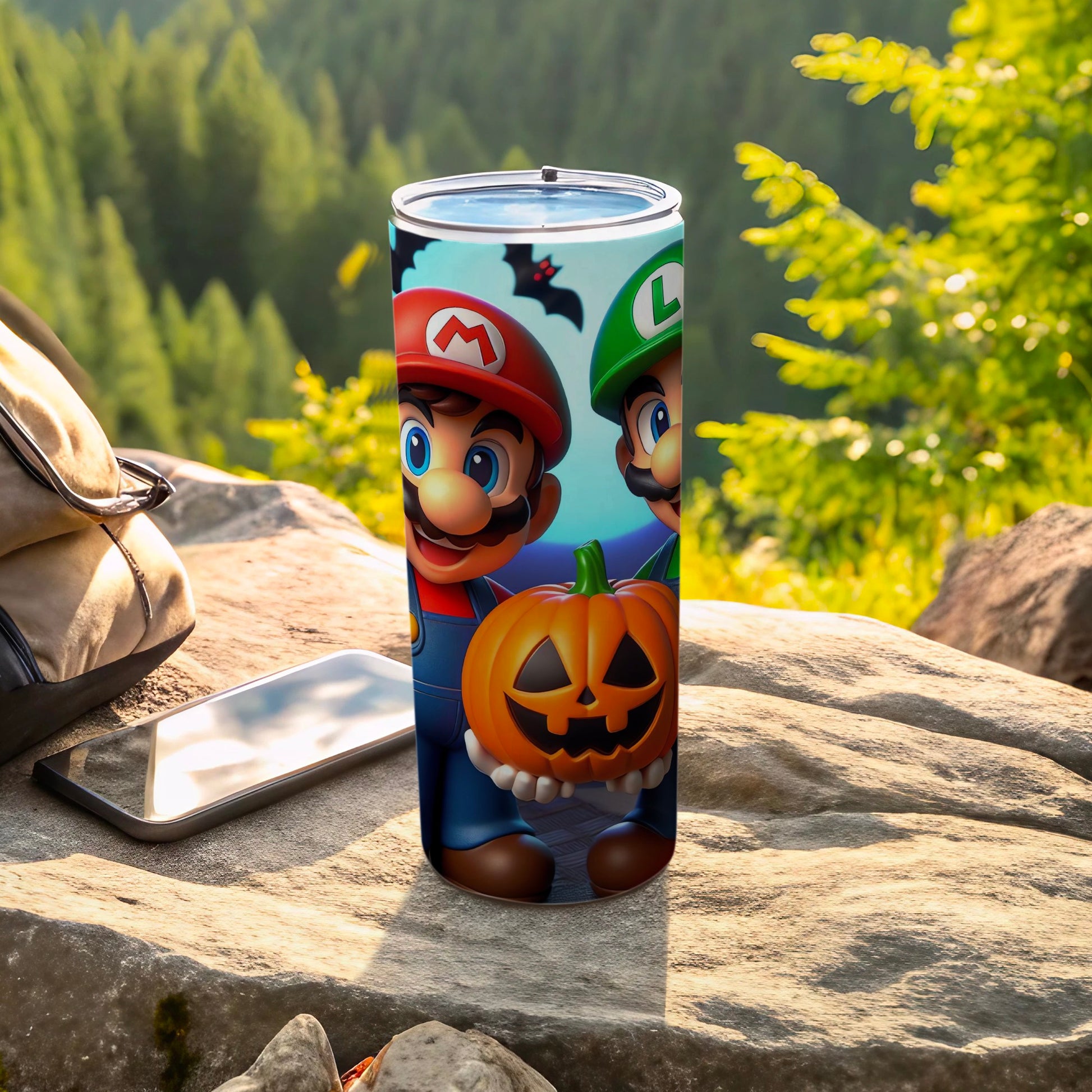 Halloween Mario and Luigi Design Insulated Tumbler