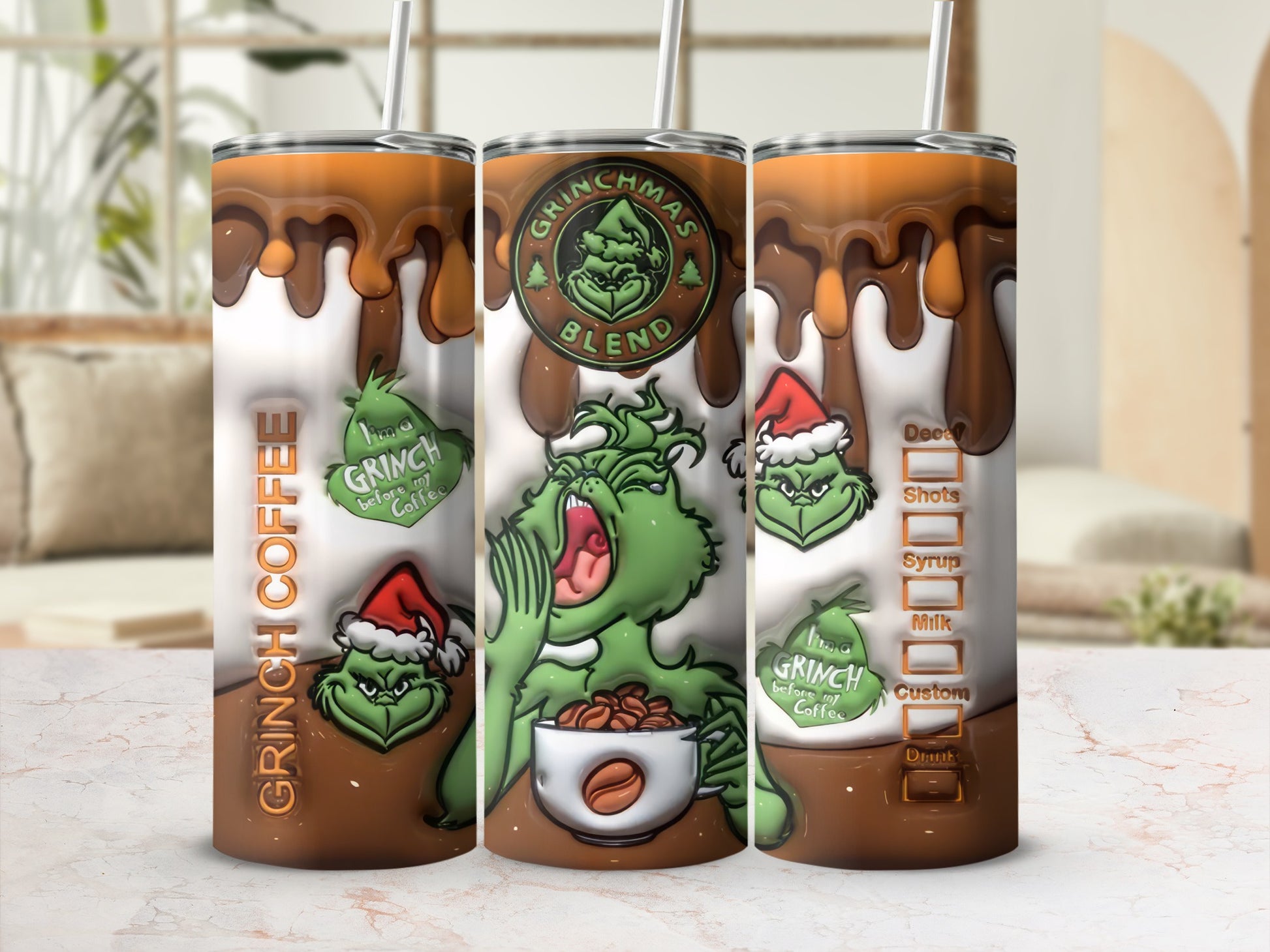 Grinch Coffee Design Tumbler Grinchmas Blend Drinkware