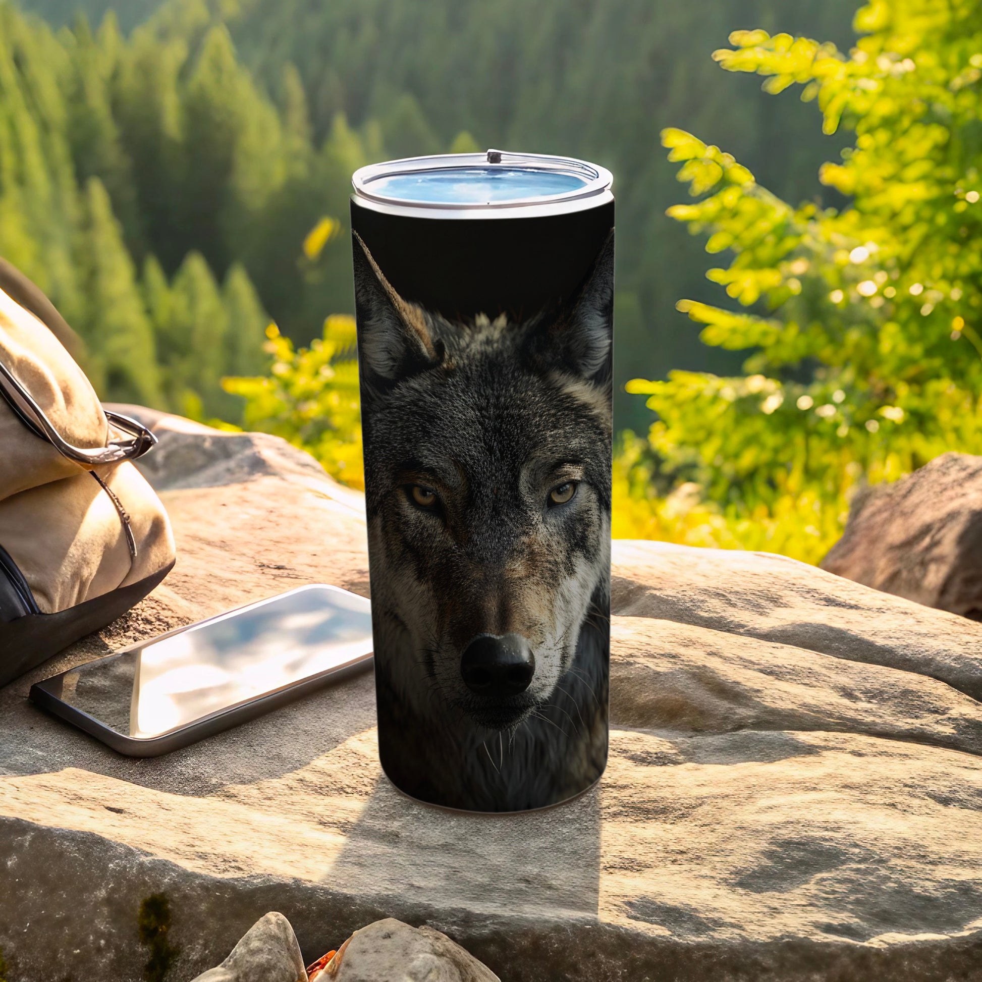 Majestic Wolf Face Design Outdoor Adventure Tumbler product type