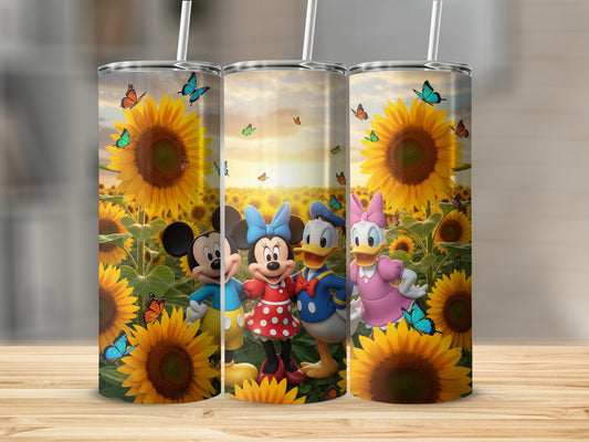 Sunflower Butterfly Disney Characters Tumbler Set
