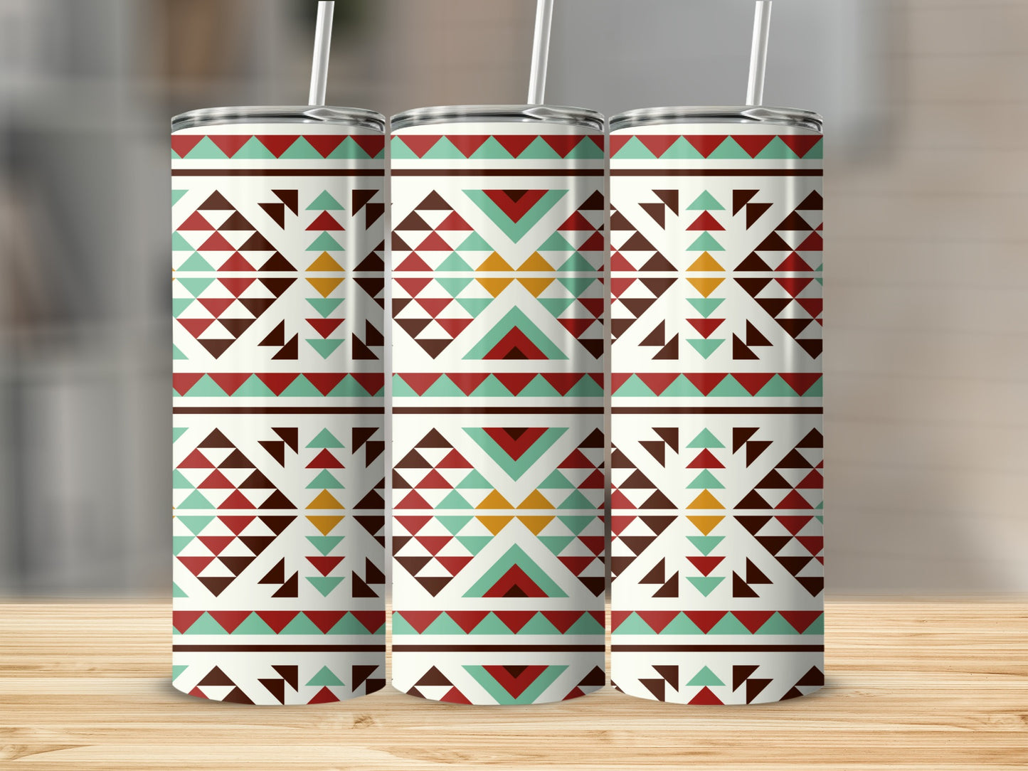 Geometric Tribal Print Tumbler Drinkware Accessories