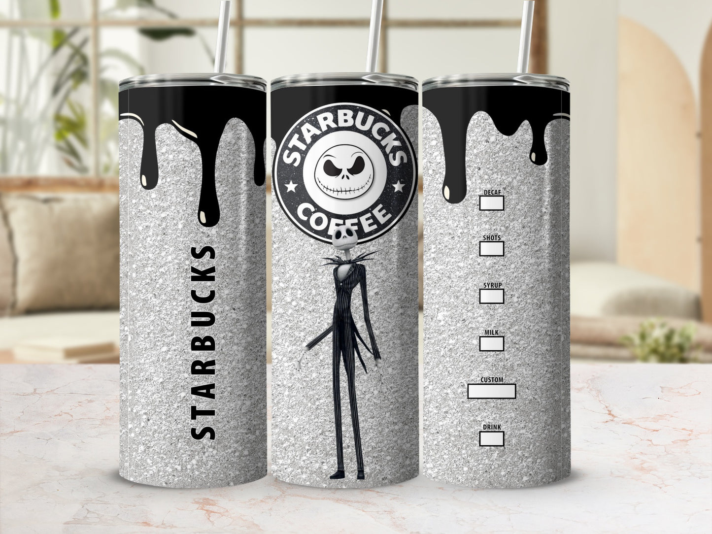 Starbucks Coffee Jack Skellington Themed Tumbler