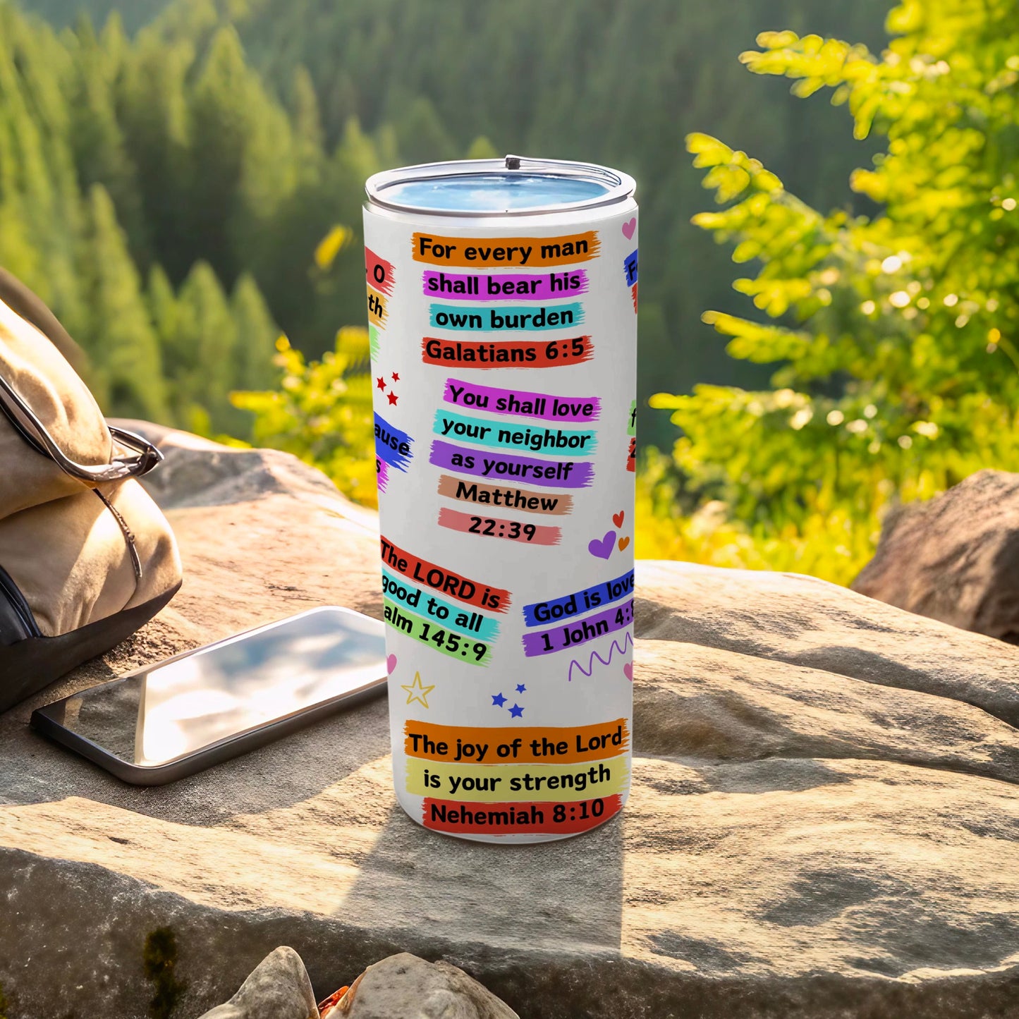 Inspirational Bible Verses Travel Tumbler for Outdoors