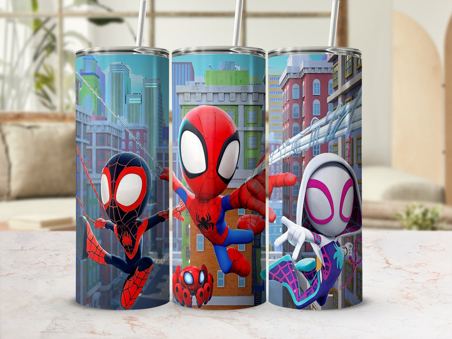 Animated Spider Hero Characters Art Tumbler Cup