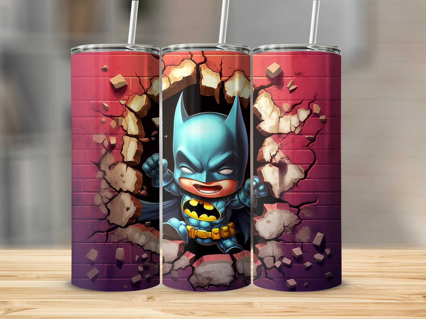 Cute Cartoon Hero Breaking Wall Tumbler Product