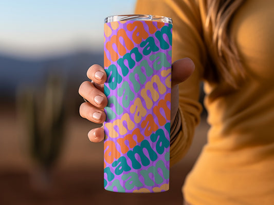 Colorful Retro Mama Design Insulated Tumbler Cup