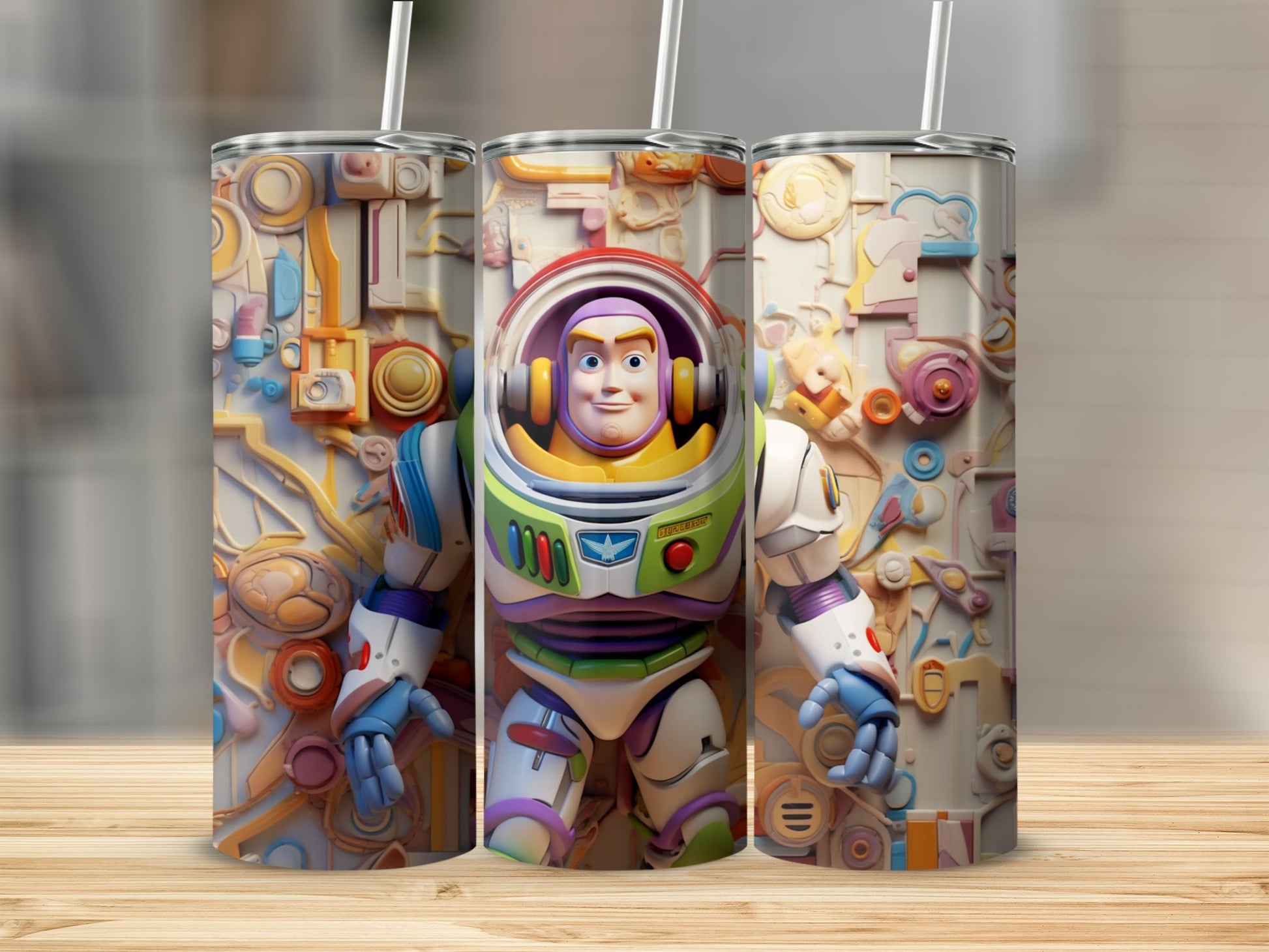 Colorful Buzz Lightyear Graphic Design Tumbler
