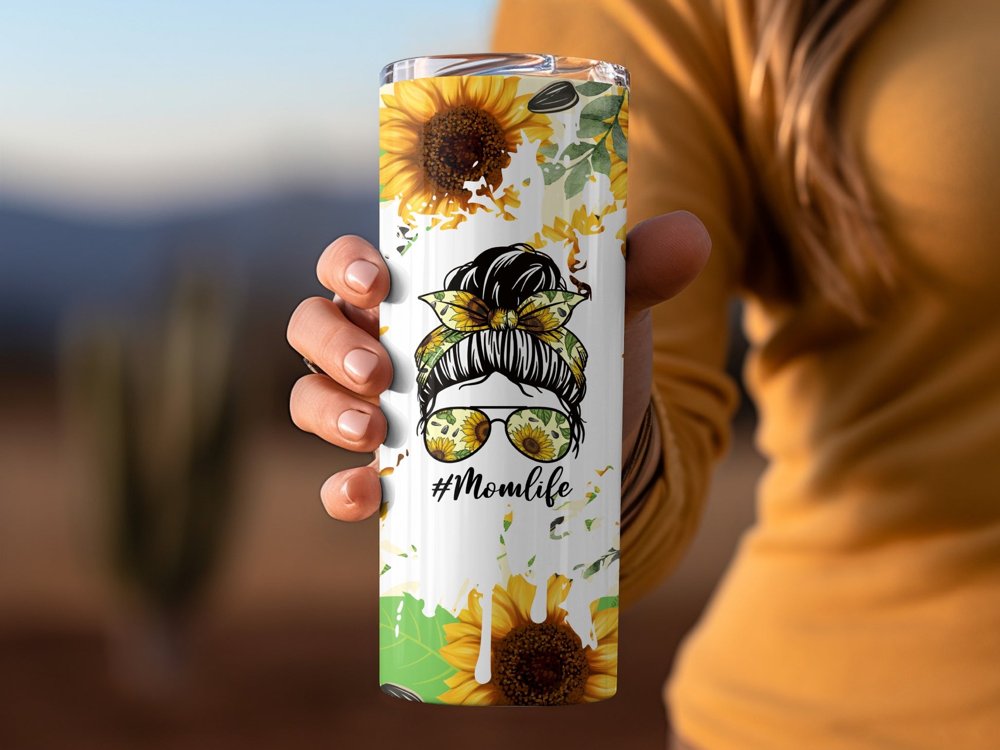 Floral Momlife Sunflower Design Insulated Tumbler
