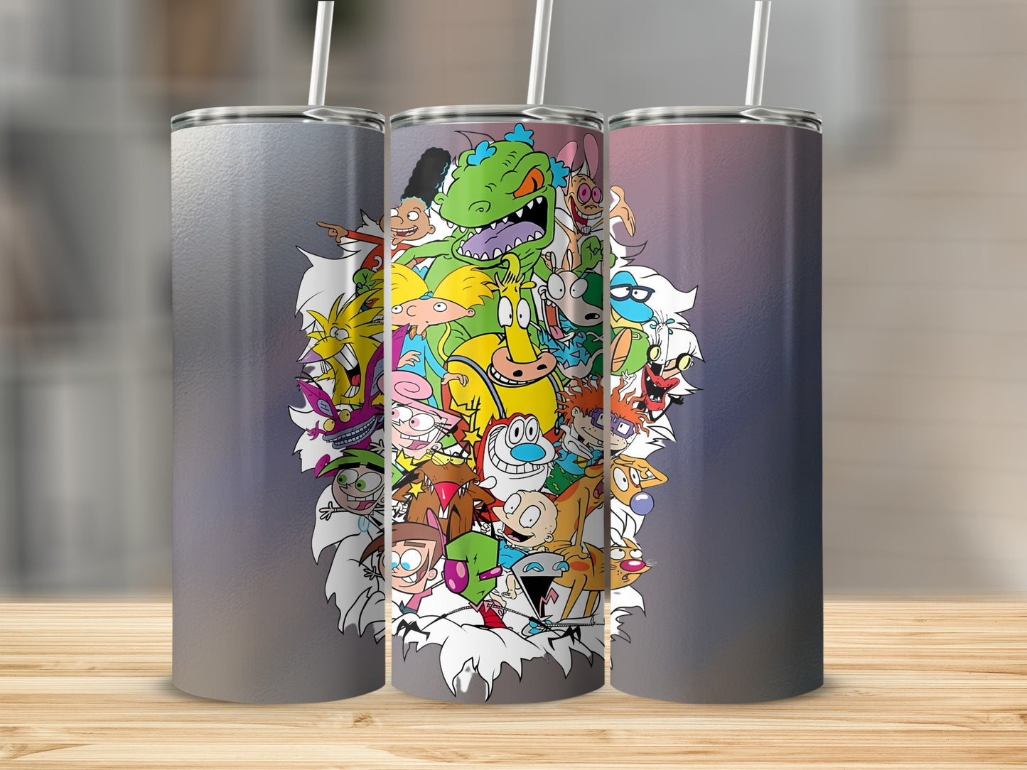 Vibrant Cartoon Characters Design on Stainless Steel Tumbler