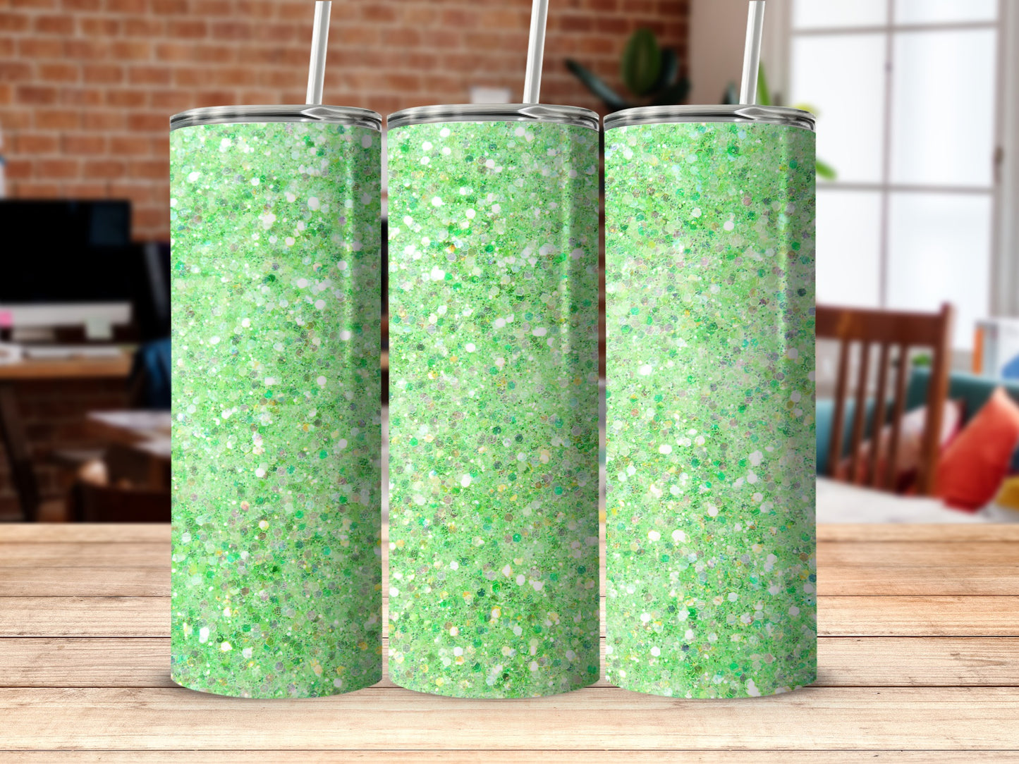 Sparkling Green Glitter Tumbler with Lid Stunning Design