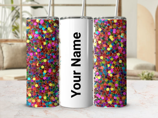 Personalized Confetti Design Tumbler Custom Name