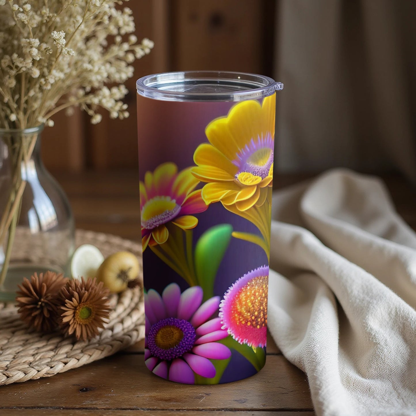 Vibrant and Colorful Floral Print Tumbler Product