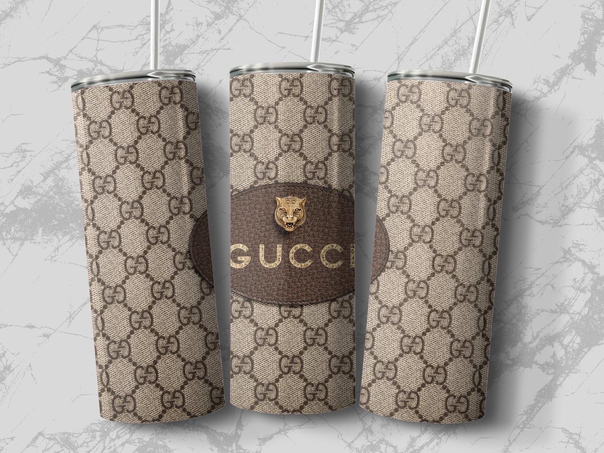Stylish GUCCI Pattern Travel Tumbler for Beverages