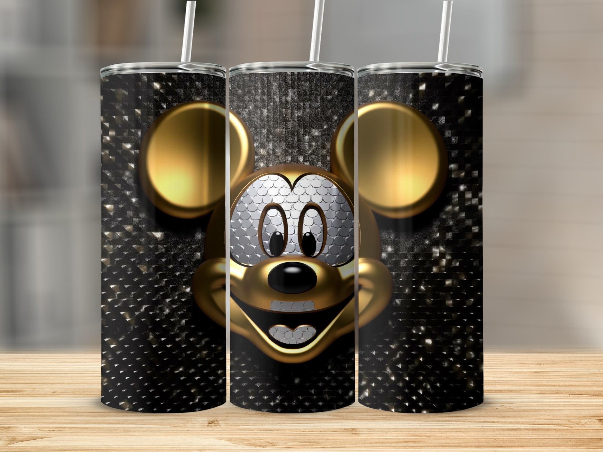 Sparkling Gold Mouse Face Insulated Tumbler