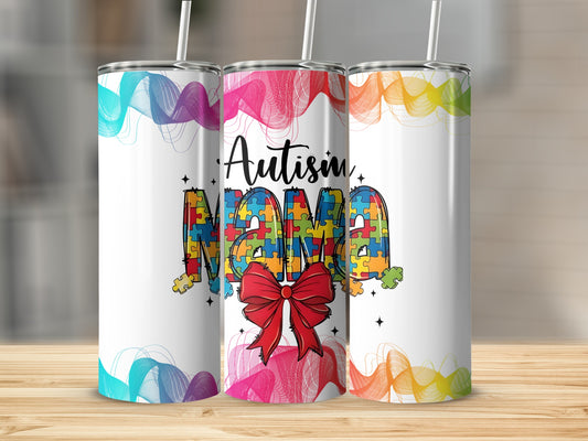 Autism Mama Puzzle Pieces Rainbow Tumbler product