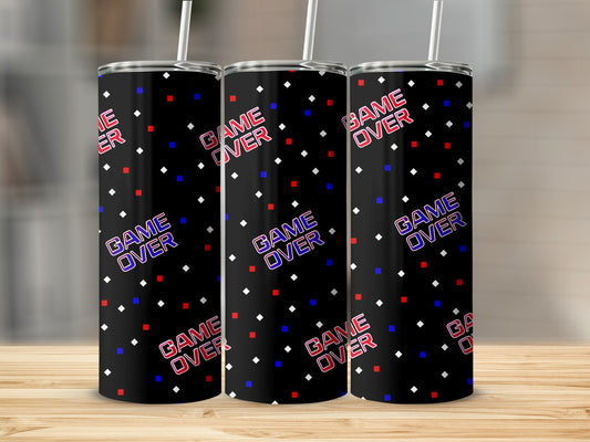 Retro Arcade Style Game Over Stainless Steel Tumbler