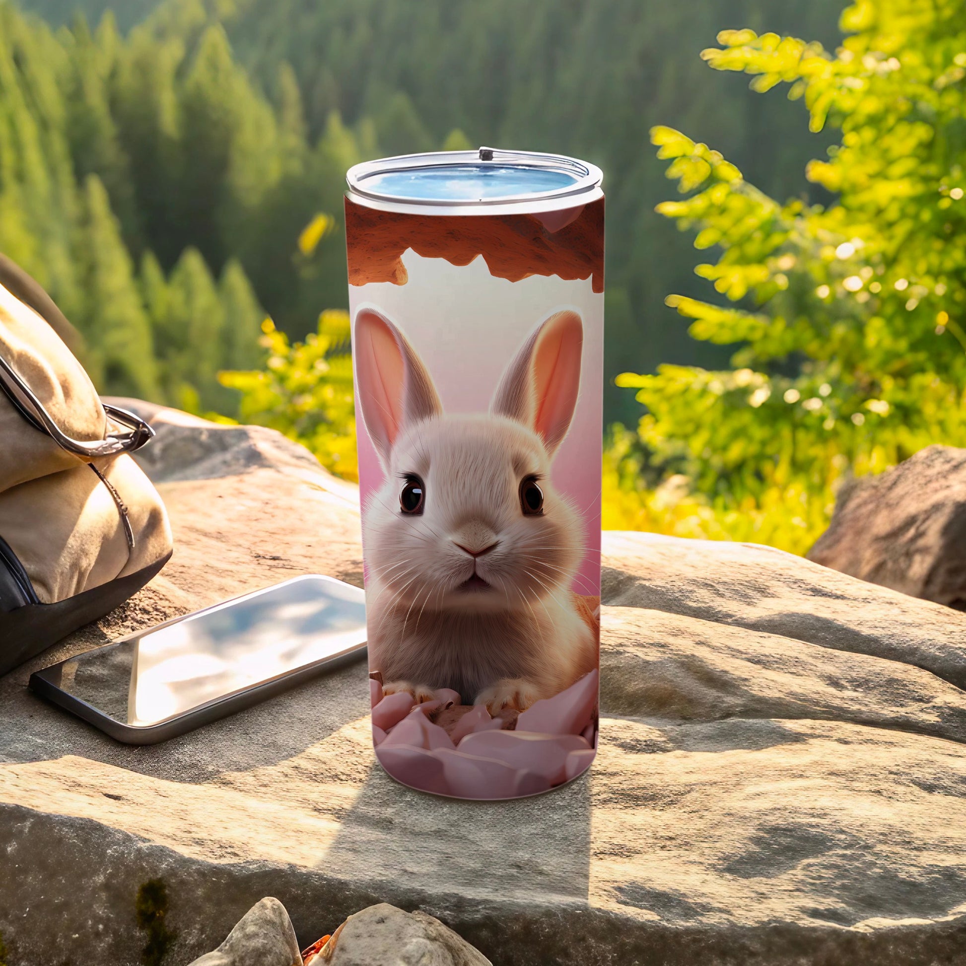 Adorable Bunny Design Travel Tumbler for Outdoor Use