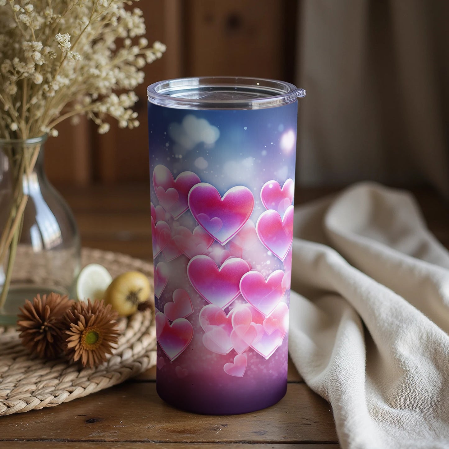 Vibrant Gradient Heart Design Insulated Tumbler