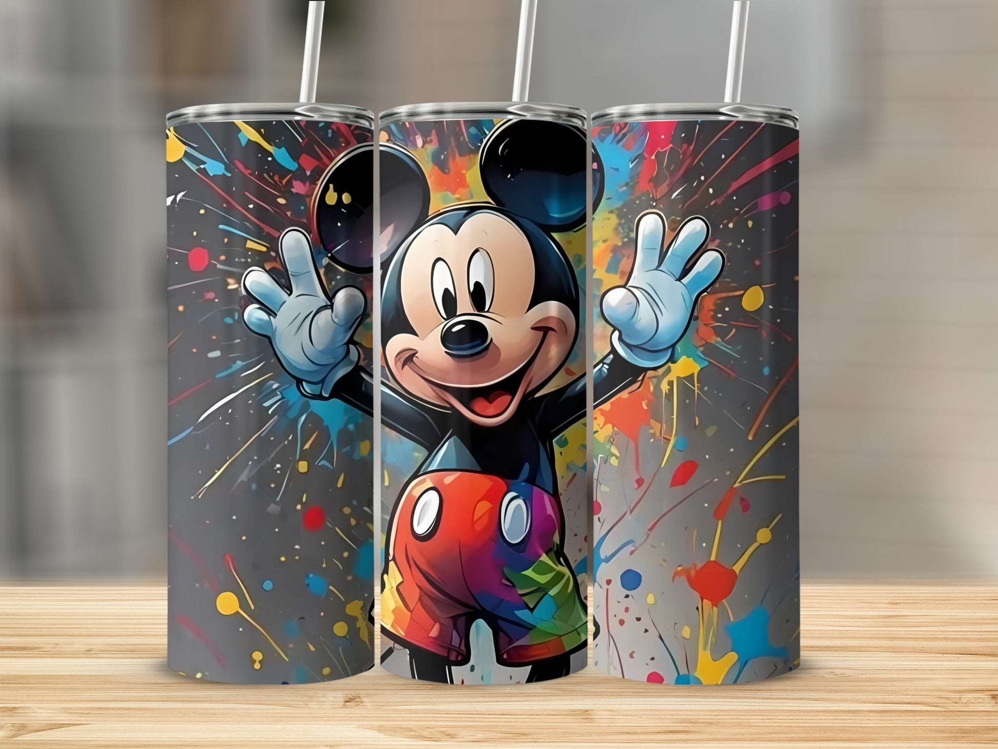 Colorful Mickey Mouse Splash Design Tumbler