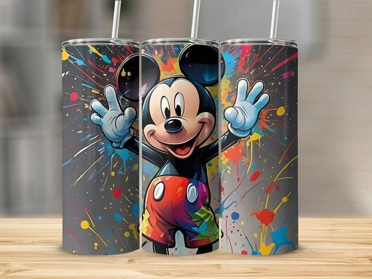 Colorful Mickey Mouse Splash Design Tumbler