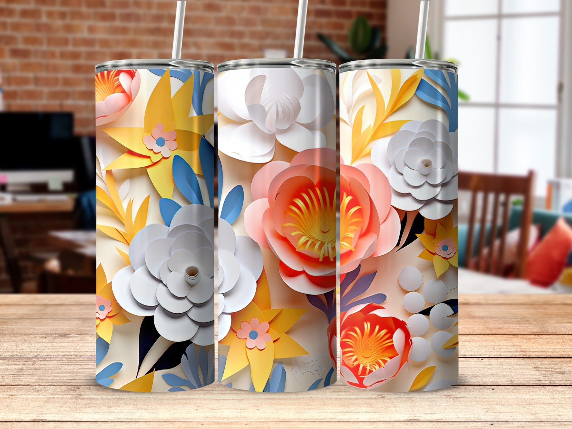 Floral Design Stainless Steel Tumbler Product