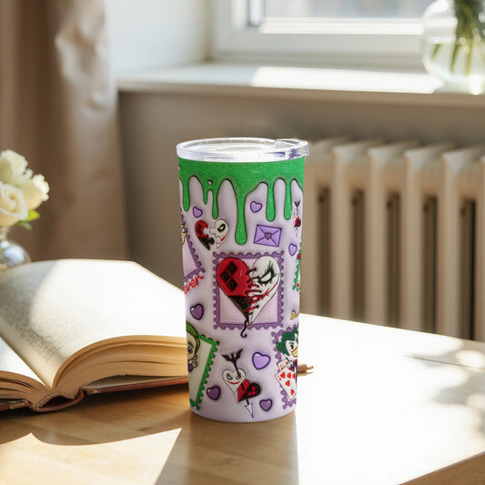 Colorful Tumbler with Heart and Envelope Design