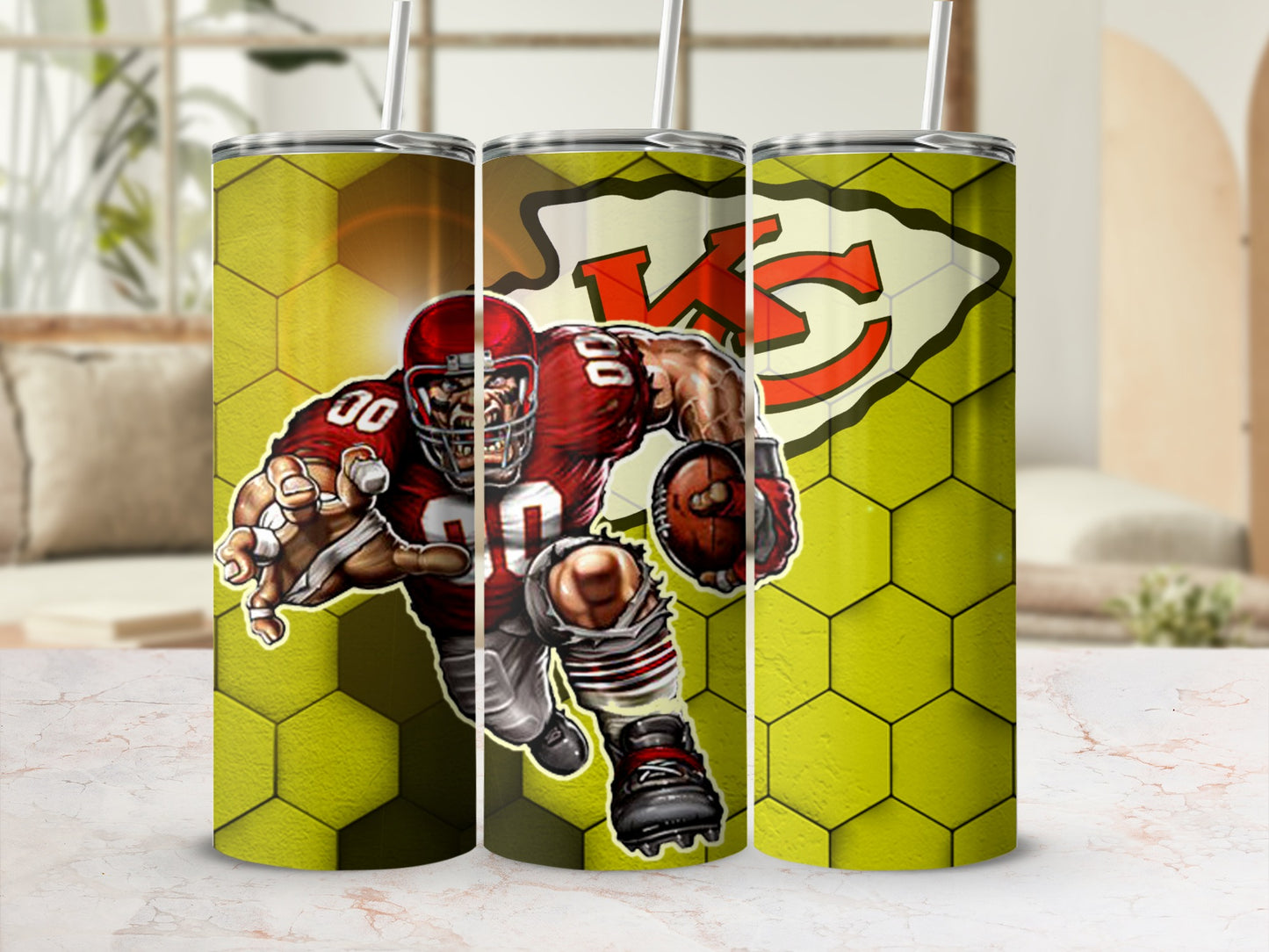 Football Player Graphic Design Insulated Tumblers