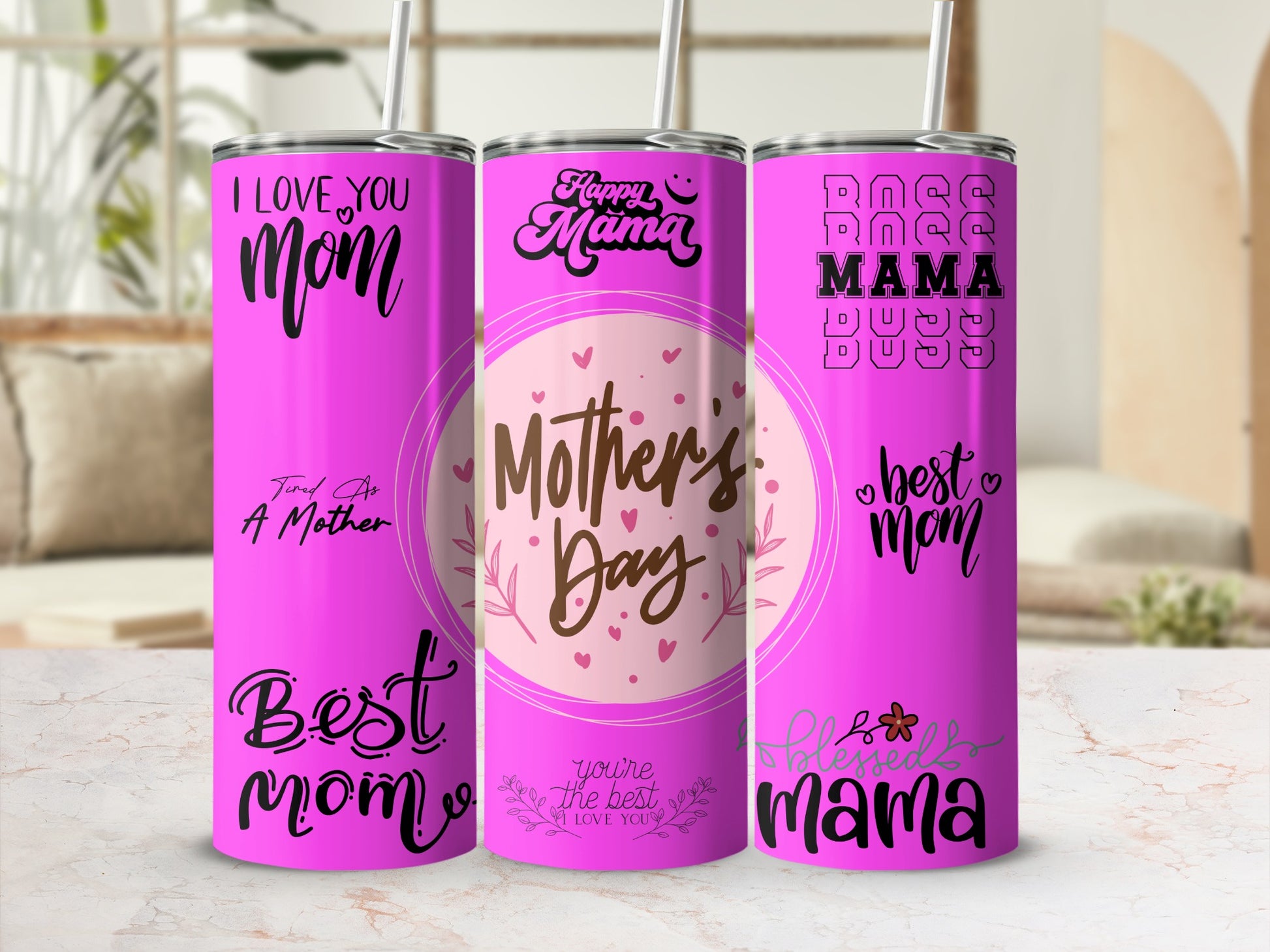 Mother's Day Best Mom Blessed Mama Tumbler Cup