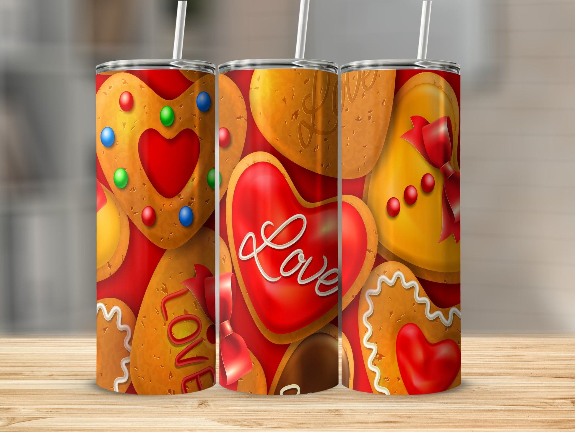 Heart Gingerbread Cookies Love Sprinkles Red Bows product type