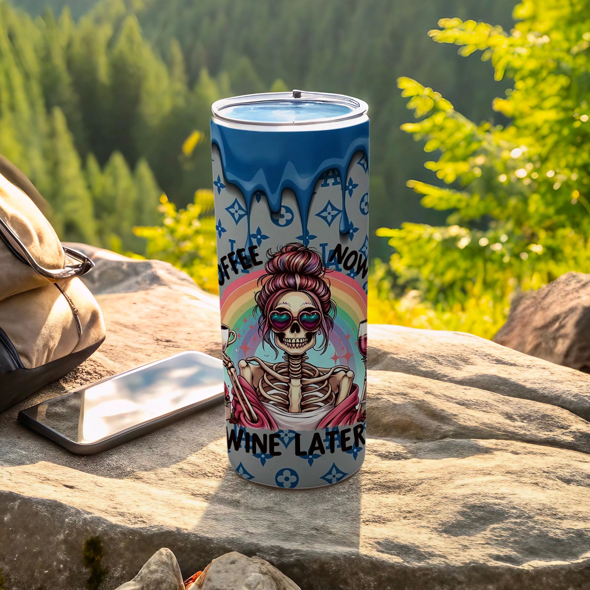 Colorful Skeleton Coffee Wine Later Travel Mug