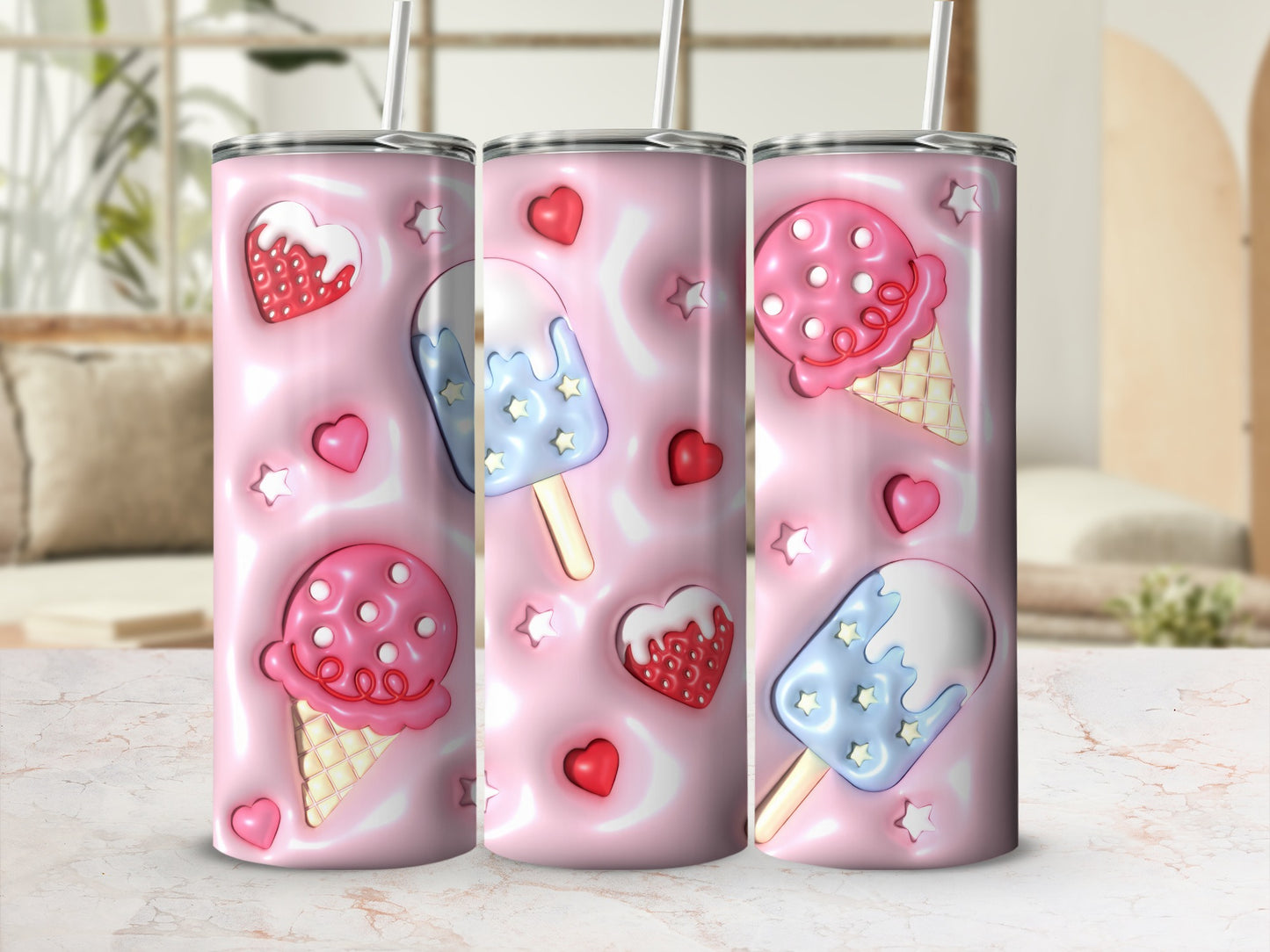 Ice Cream Popsicle Hearts Stars Tumbler product type