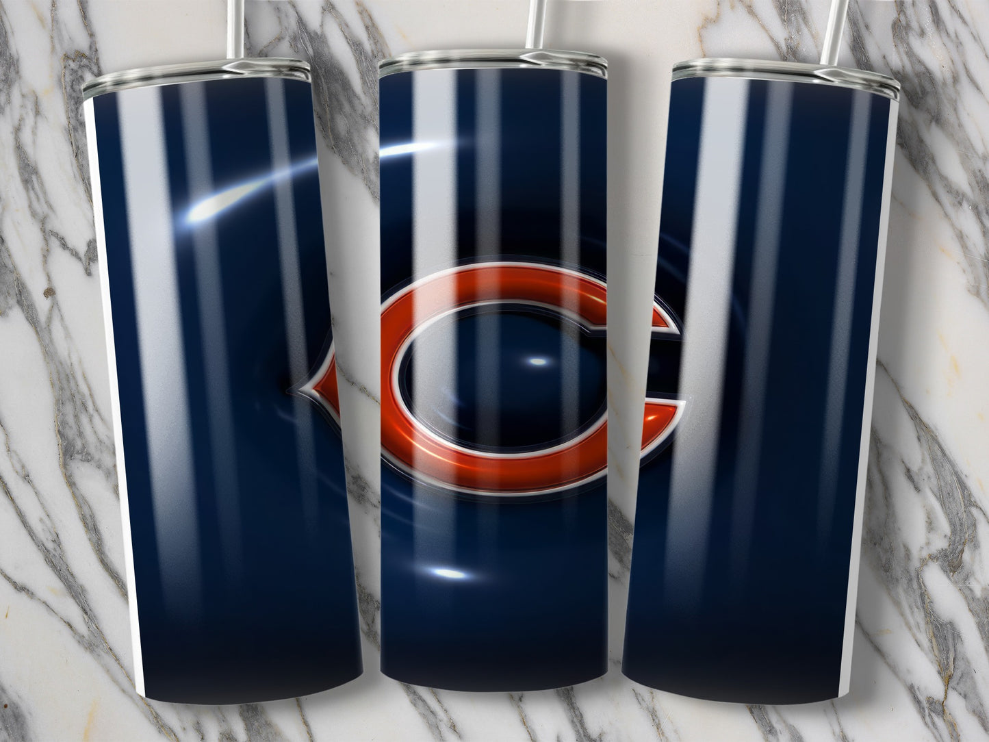 Chicago Team Letter a Navy Blue 3D Effect Tumblers