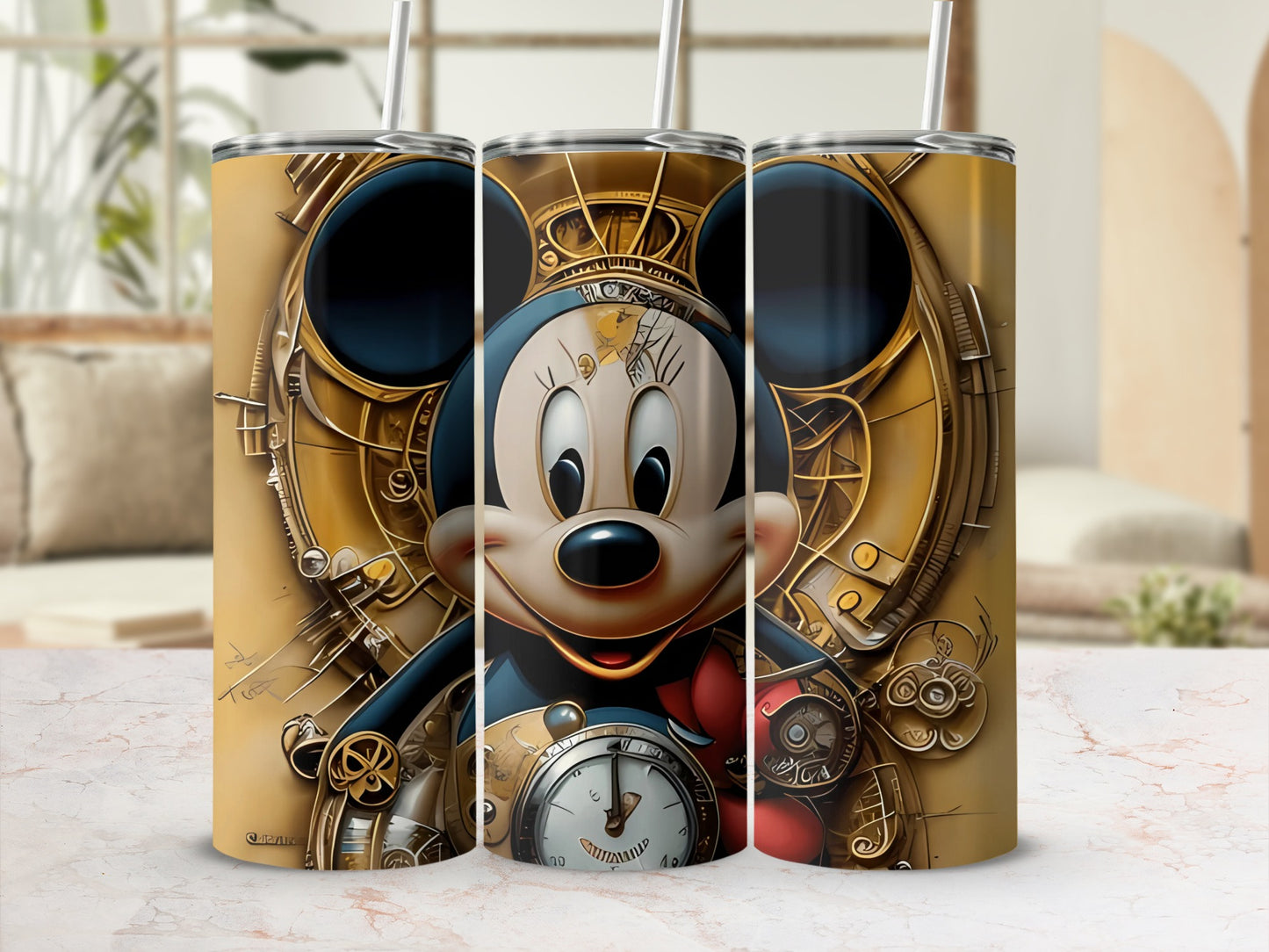 Steampunk Mickey Mouse Design Stainless Steel Tumbler
