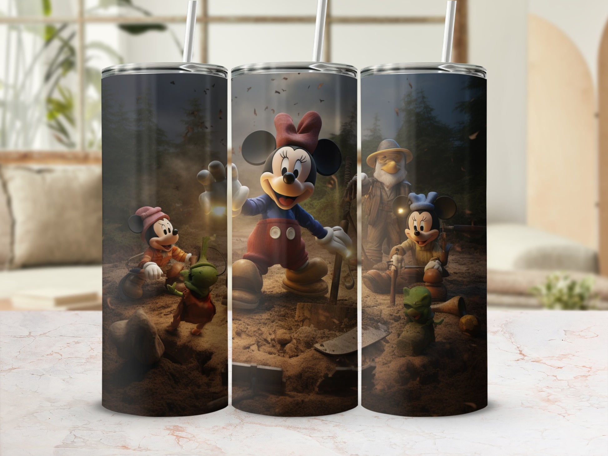 Cartoon Characters Outdoor Adventure Scene Tumbler