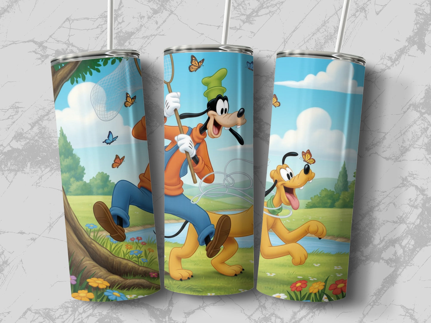 Goofy and Pluto Nature Theme Tumbler Cups Collection