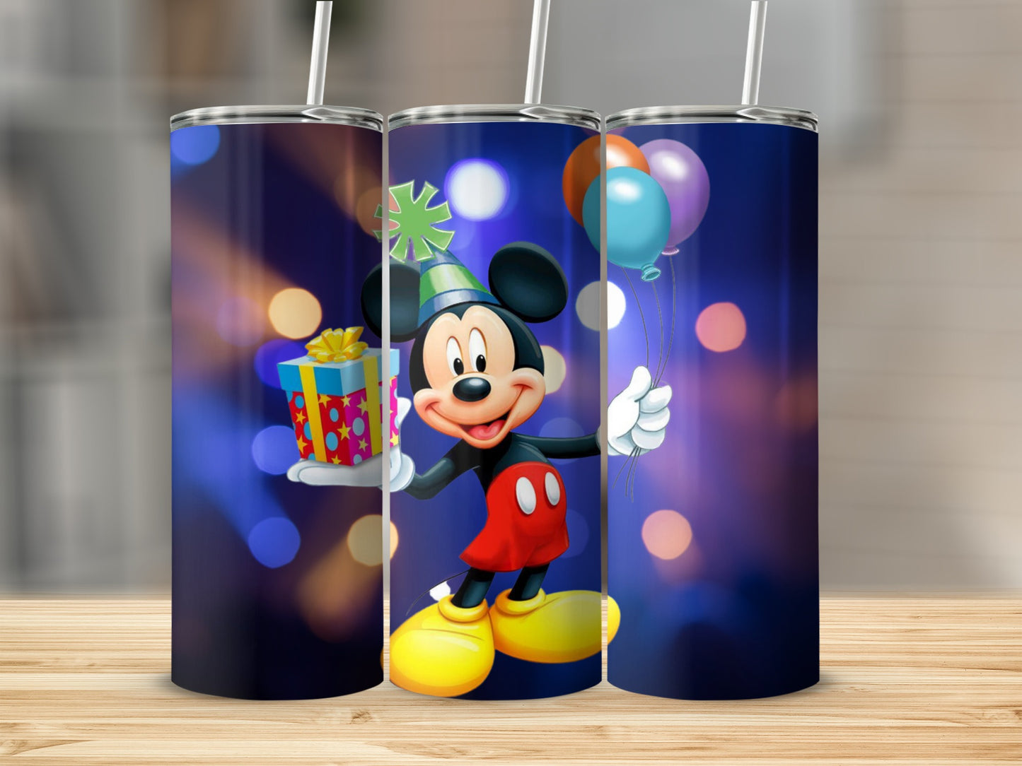 Mickey Mouse Gift and Balloons Themed Tumbler