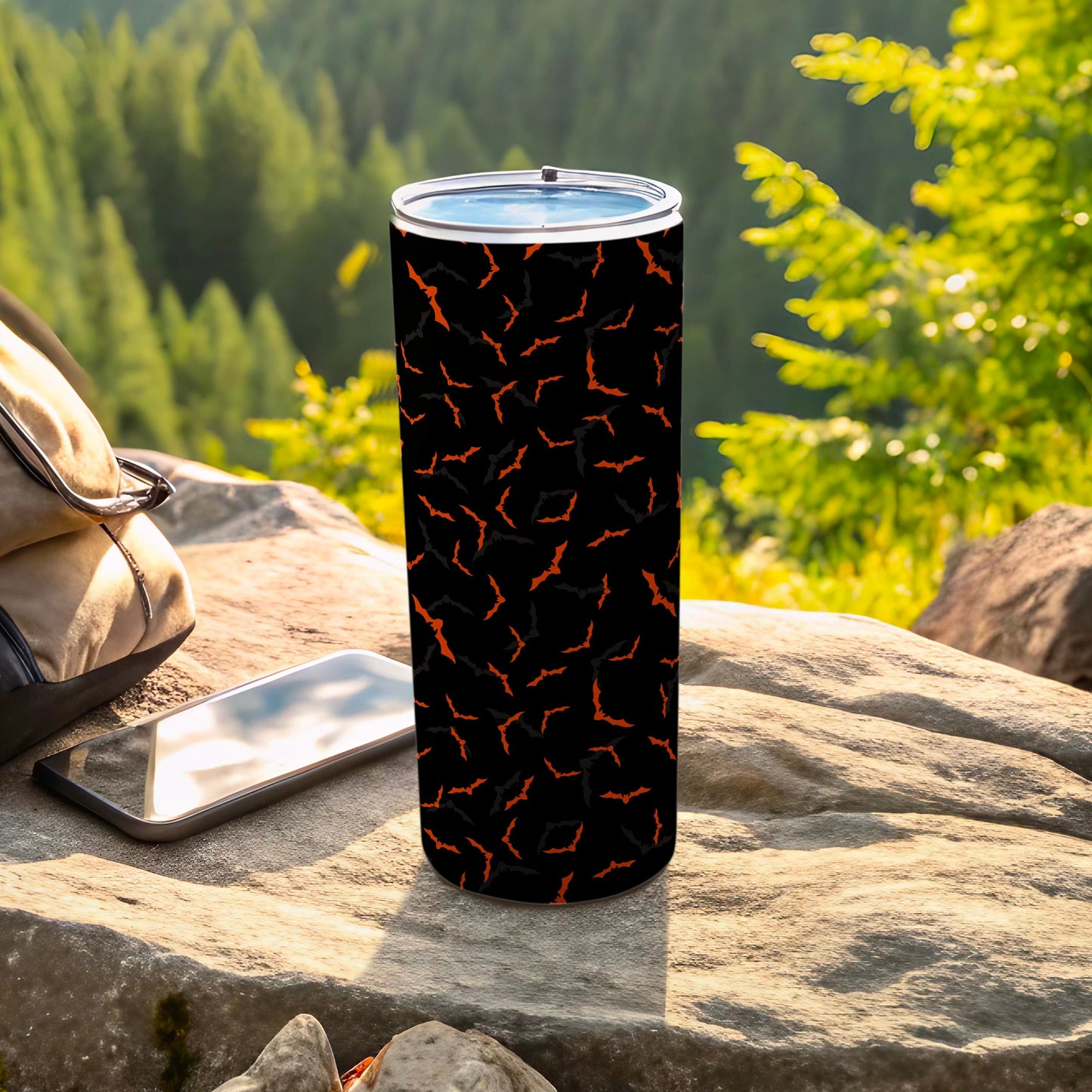 Halloween Spooky Bats Black Orange Tumbler product type