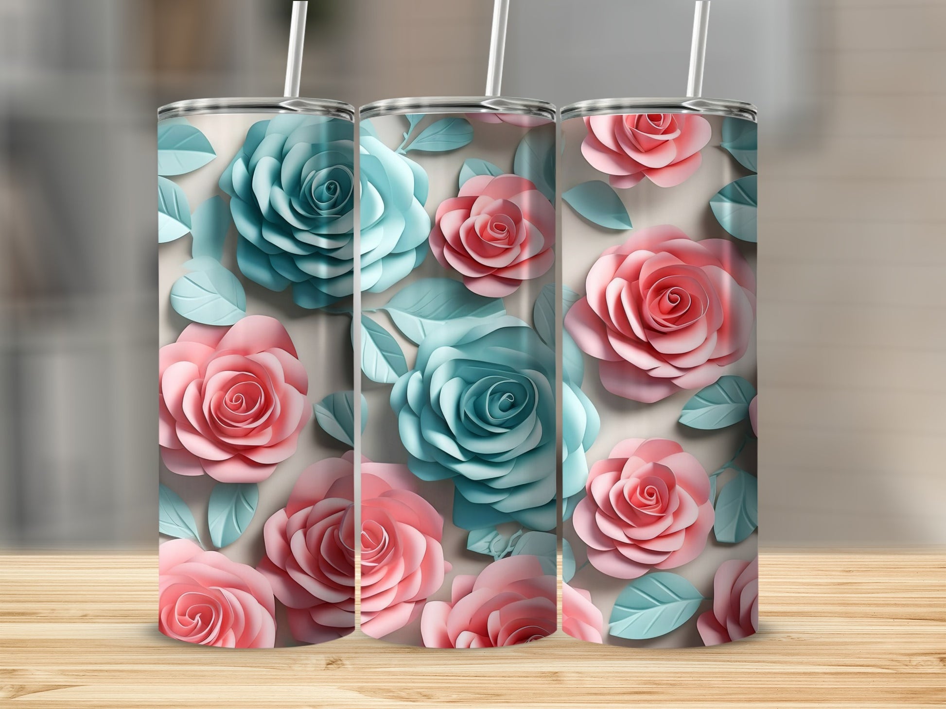 Elegant Floral Design Double-Walled Tumbler