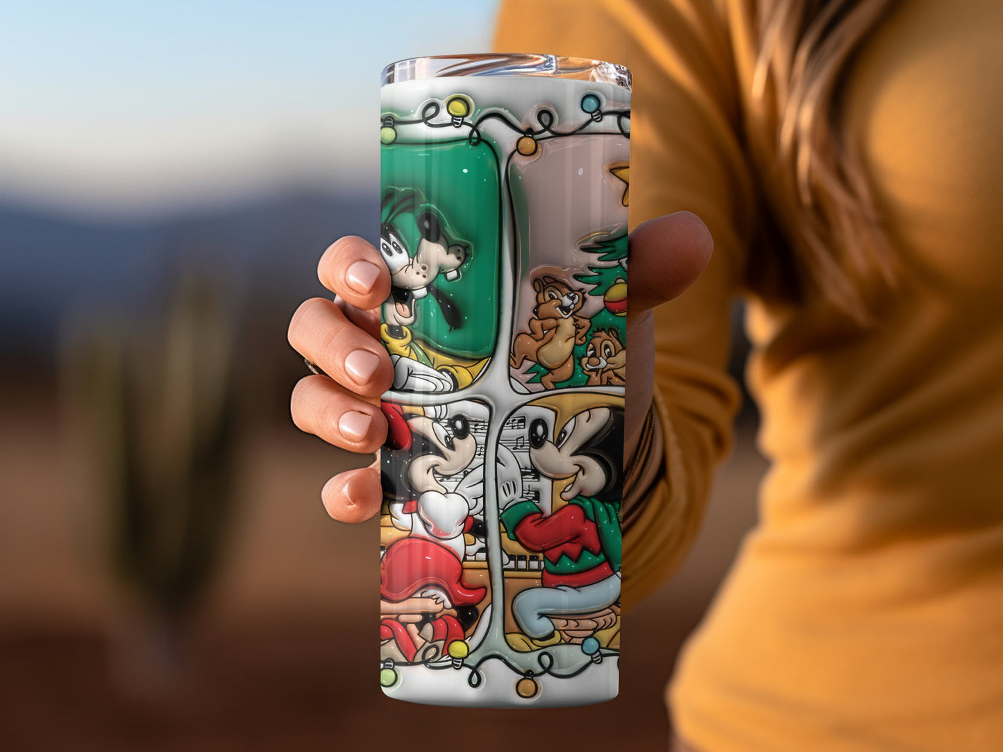 Festive Cartoon Character Christmas Theme Tumbler